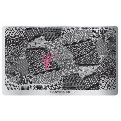 Matrita de Unghii din metal dreptunghiulara 16,2x10,2cm XL Flowers 08